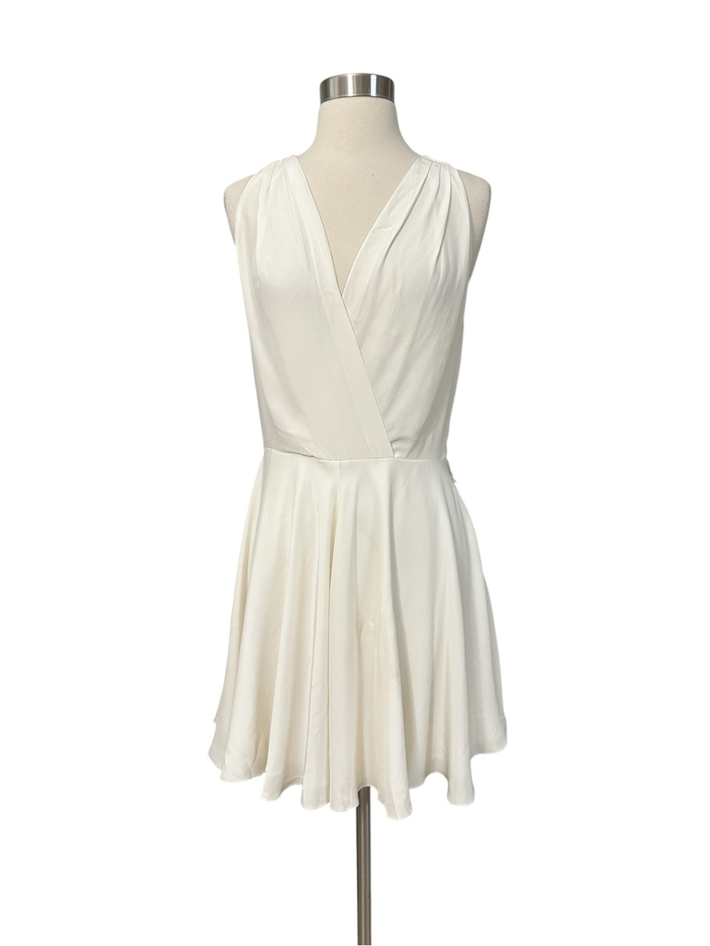 Amanda Uprichard Cream Sleeveless V-Neck Mini Dress